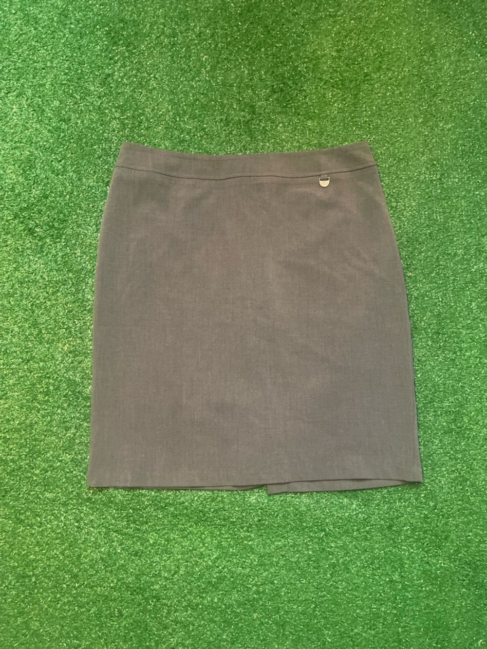 New York & Company Slate Gray Pencil Skirt with Subtle Front Slit